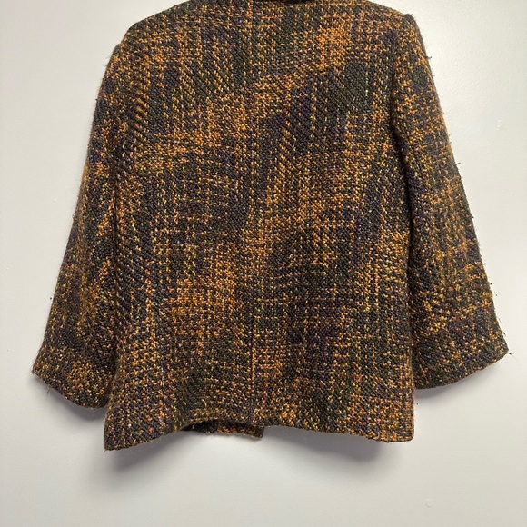 Christopher & Banks Brown Tweed Blazer with Boxy Silhouette - Picture 4 of 5